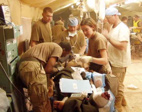 Triage in progress during an influx of casualties at the 212th Surg